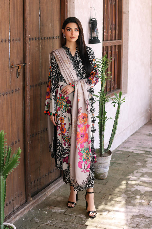 3-Pc Charizma Unstitched Printed Slub Leather Suit CPW-08