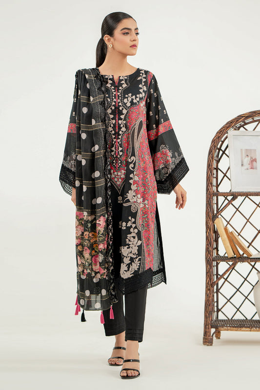 3-Pc Charizma Unstitched Embroidered Lawn With Embroidered Lawn Dupatta AN3-035