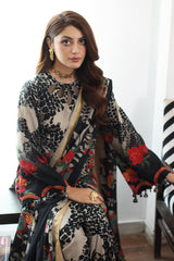 3-PC Unstitched Printed Lawn Shirt with Chiffon Dupatta and Trouser CP4-05