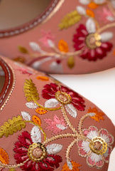 Tea Pink Embroidered Khussa (Cushioned)