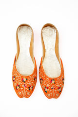 Blossom Orange Embroidered Khussa
